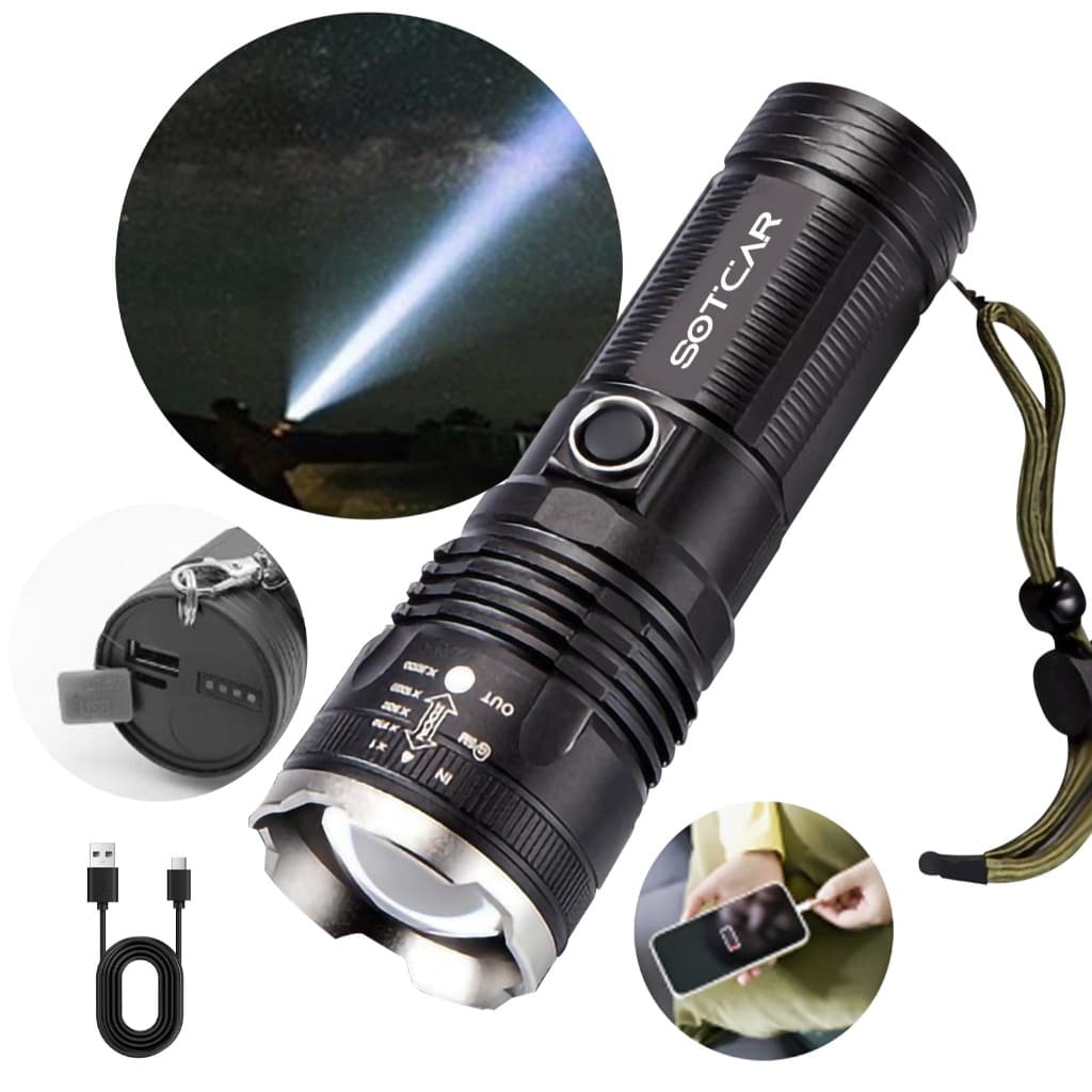 Lanterna mais poderosa forte luz táctica tocha grande luz recarregável tocha de longo alcance P18 SS