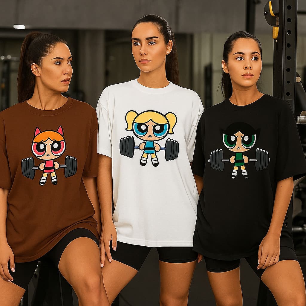 KIT 3 Camisetas Blusão Feminino Roupa de Academia Fitness Meninas Poderosas Camisa Treino