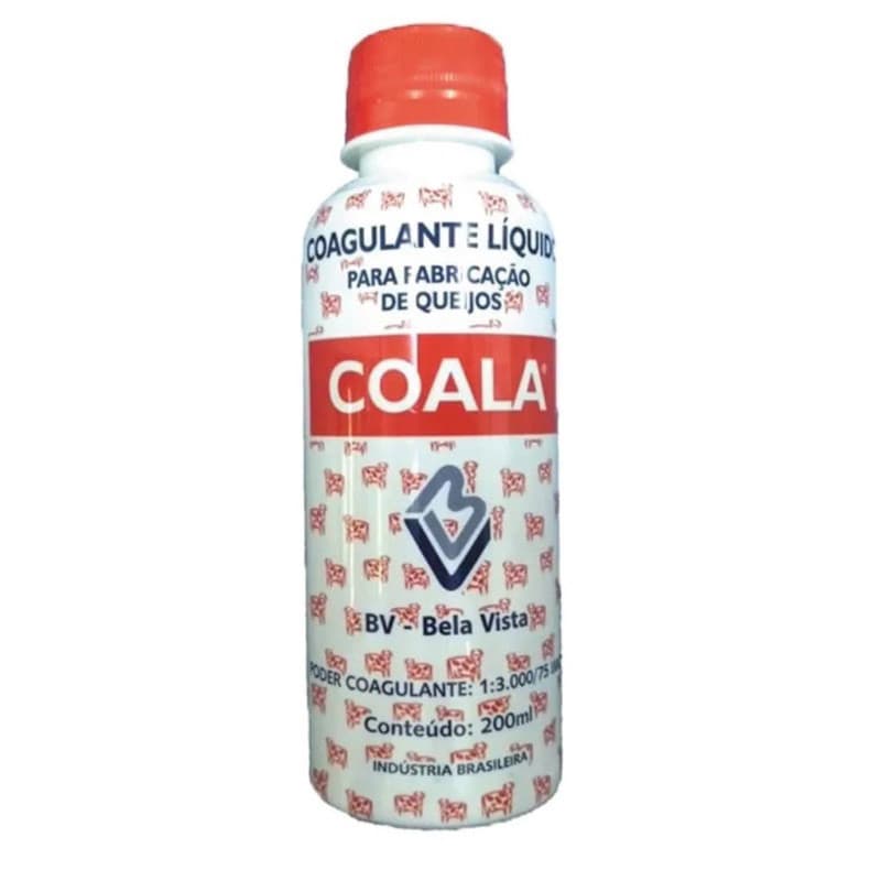 Coagulante para queijo tipo Minas Frescal - COALHO LÍQUIDO 200 ML PARA FABRICAÇÃO DE QUEIJOS COALA