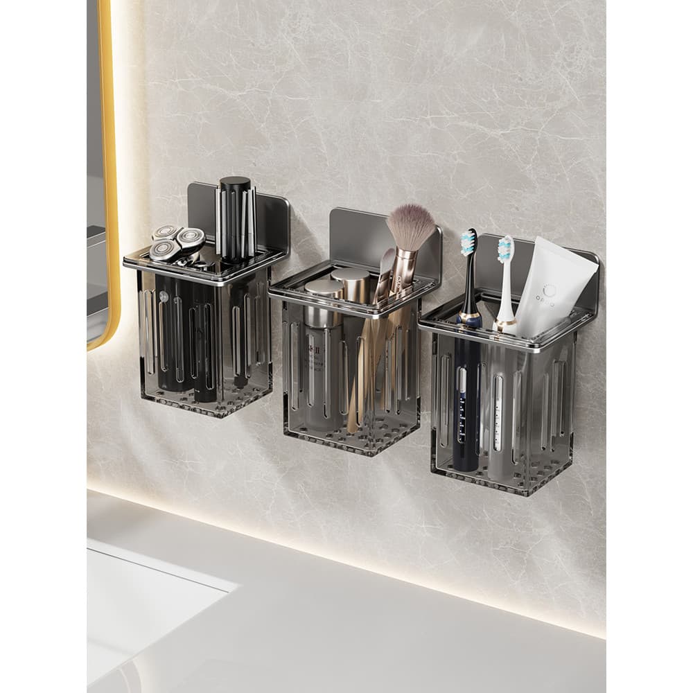 Prateleira perfurada para escova de dentes, prateleira para banheiro, pente de pasta de dente, navalha, caixa de armazen