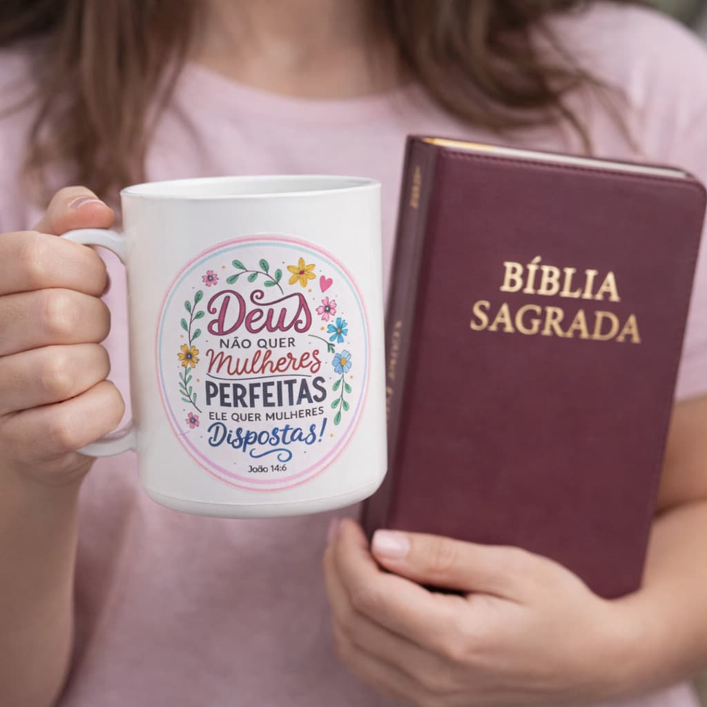 kit 5 canecas lembrancinha frases cristã feminina presente igreja evangélica mulheres delicada mimo