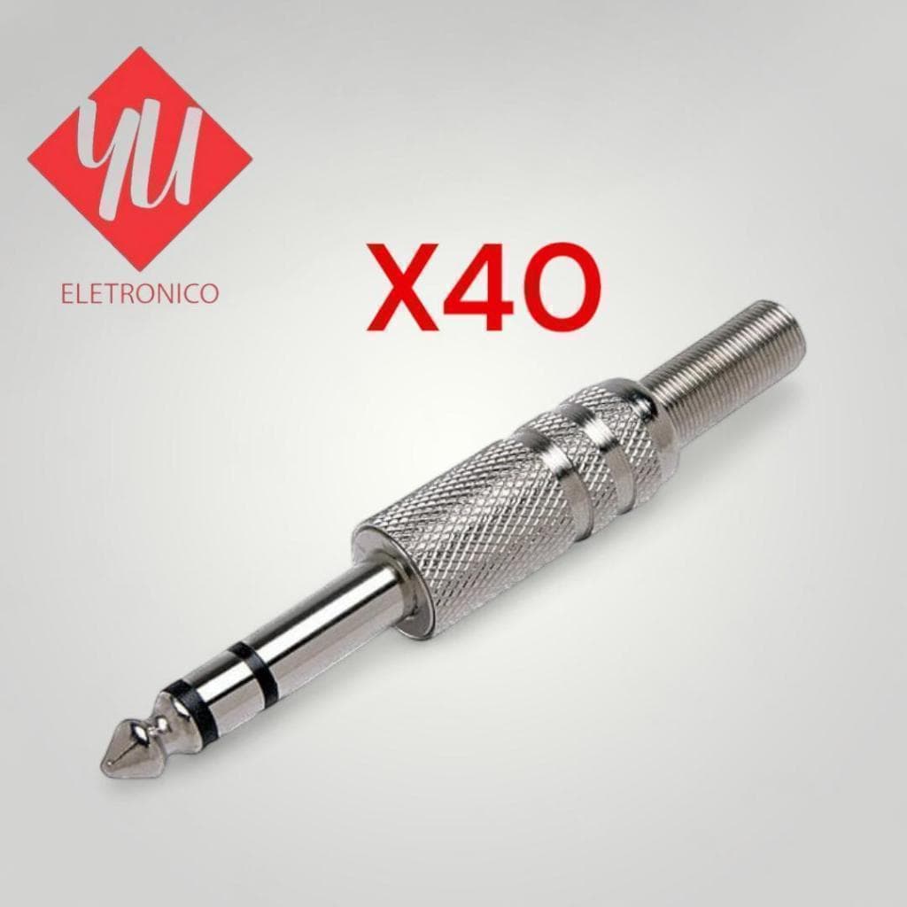 40 Conector P10 Stereo Com Mola Oferta