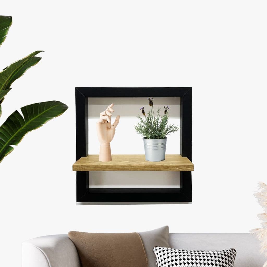 Prateleira quadro decorativa 25 x 25cm FRAME 2525 Multivisao, prateleira om fundo estilo moldura, prateleira com moldura