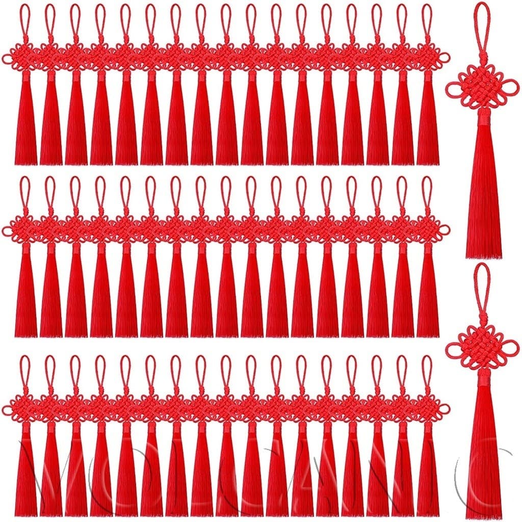 [Envio Rápido] [Pingente De Feng Shui De Nós Chineses Com Borlas Cordão De Nó Chinês Feito À Mão Vermelho Para Decoração