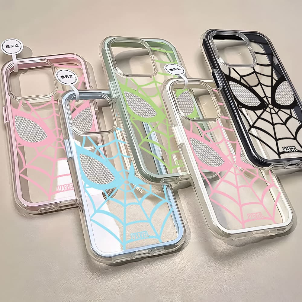 Capa Do Homem-Aranha Capinha Para iPhone 16 15 14 Plus 13 12 11 17 Air Pro Max Transparente Anti-Impressão Digital