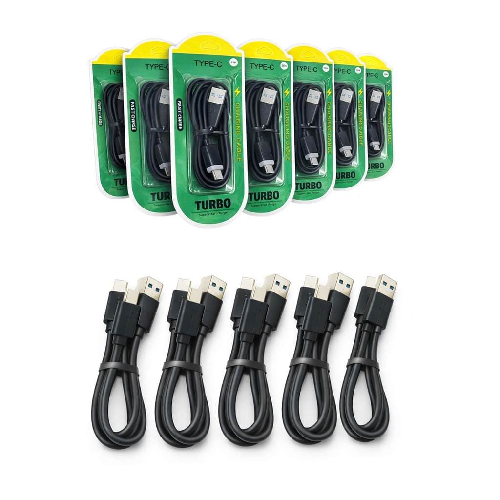 Kit 6 Cabo Tipo C Turbo 25W Dados + Carga Velocidade Rápida