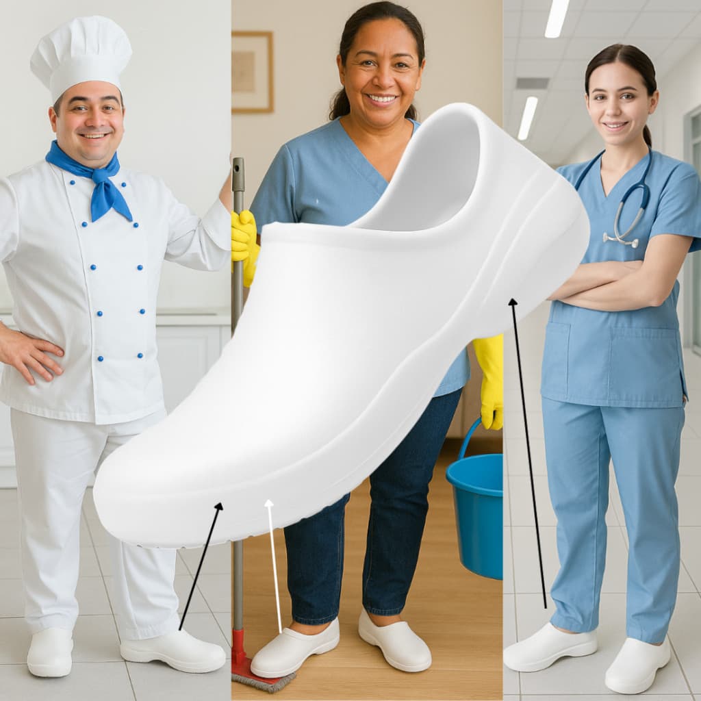 Sapato Profissional EPI Enfermeira Fechado Uniforme Cozinhheira Babuche Confortável