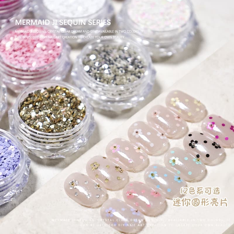 Acessórios de Manicure lantejoulas redondas Mini pontos bolinhas lantejoulas Glitter pó 1mm pequenas lantejoulas decoraç