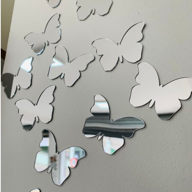 Espelho Decorativo Borboletas 20 peças Acrilico com Adesivo 6cm