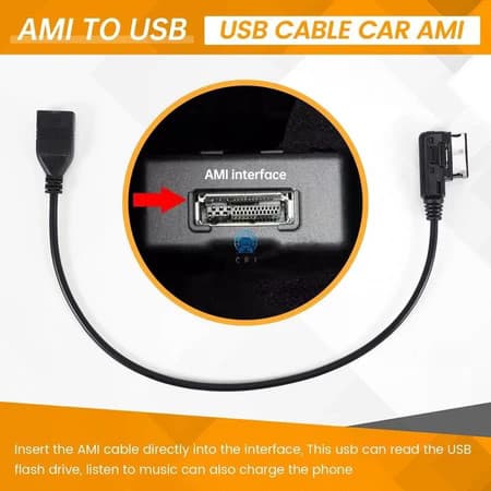 Audi E, Jetta/GLI/Passat/CC/Tiguan/EOS Adaptador de cabo AMI MDI MMI recente, com Interface USB Suporte para áudio music