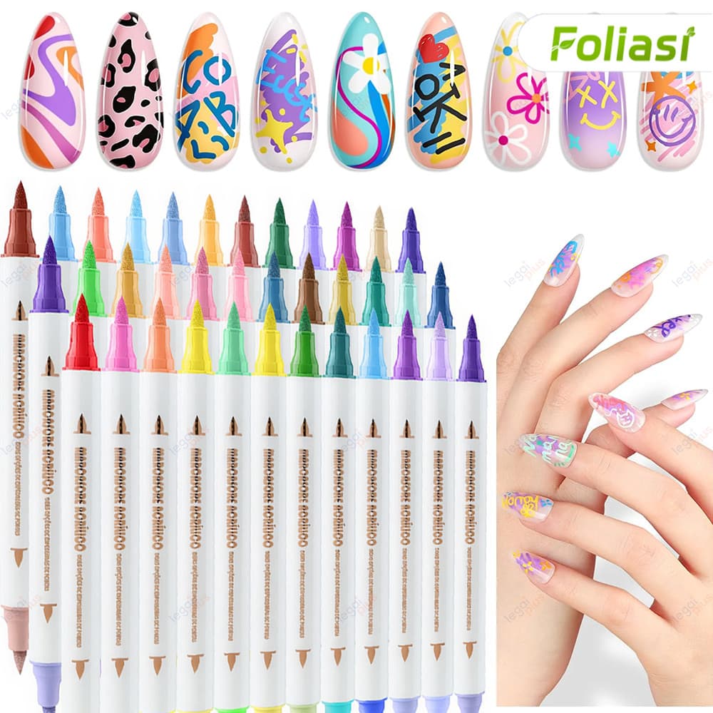 Caneta dupla para decoração em unhas de acrílico: 24/36/48/72 cores – ideal para artistas das unhas