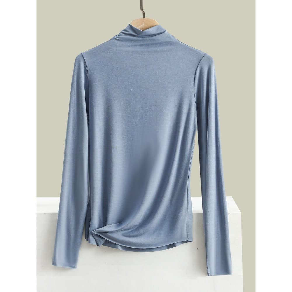 Camisa de fundo de manga comprida feminina outono inverno estilo fino Modal meia gola alta camiseta interna Slim-fit mai