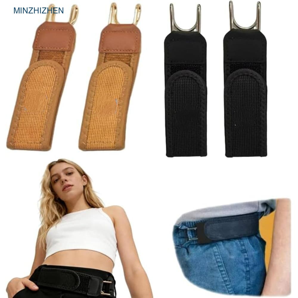 2 Peças De Gancho De Cinto Sem Fivela Unissex Cintos Invisíveis Macios Tático Lateral Ajustável Para Trabalho Casual Neg