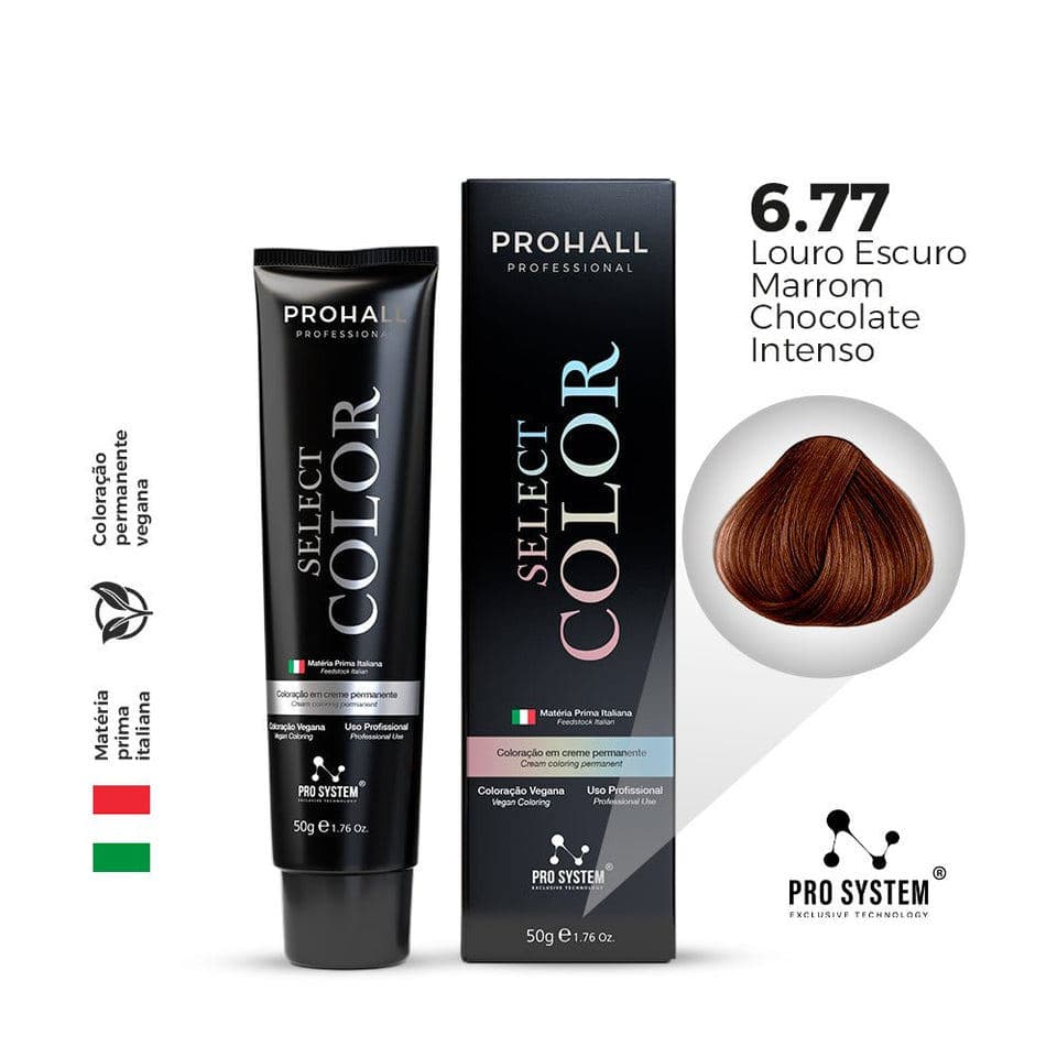 Coloração Profissional 6.77 Cabelo Louro Escuro Tinta Capilar Premium Prohall