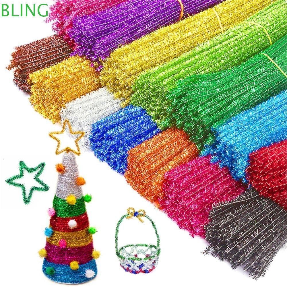 BLING 100 Peças De Hastes De Chenille Com Glitter , Topo De Lã De 30 Cm , Suprimentos Para Artesanato Faça Você Mesmo ,