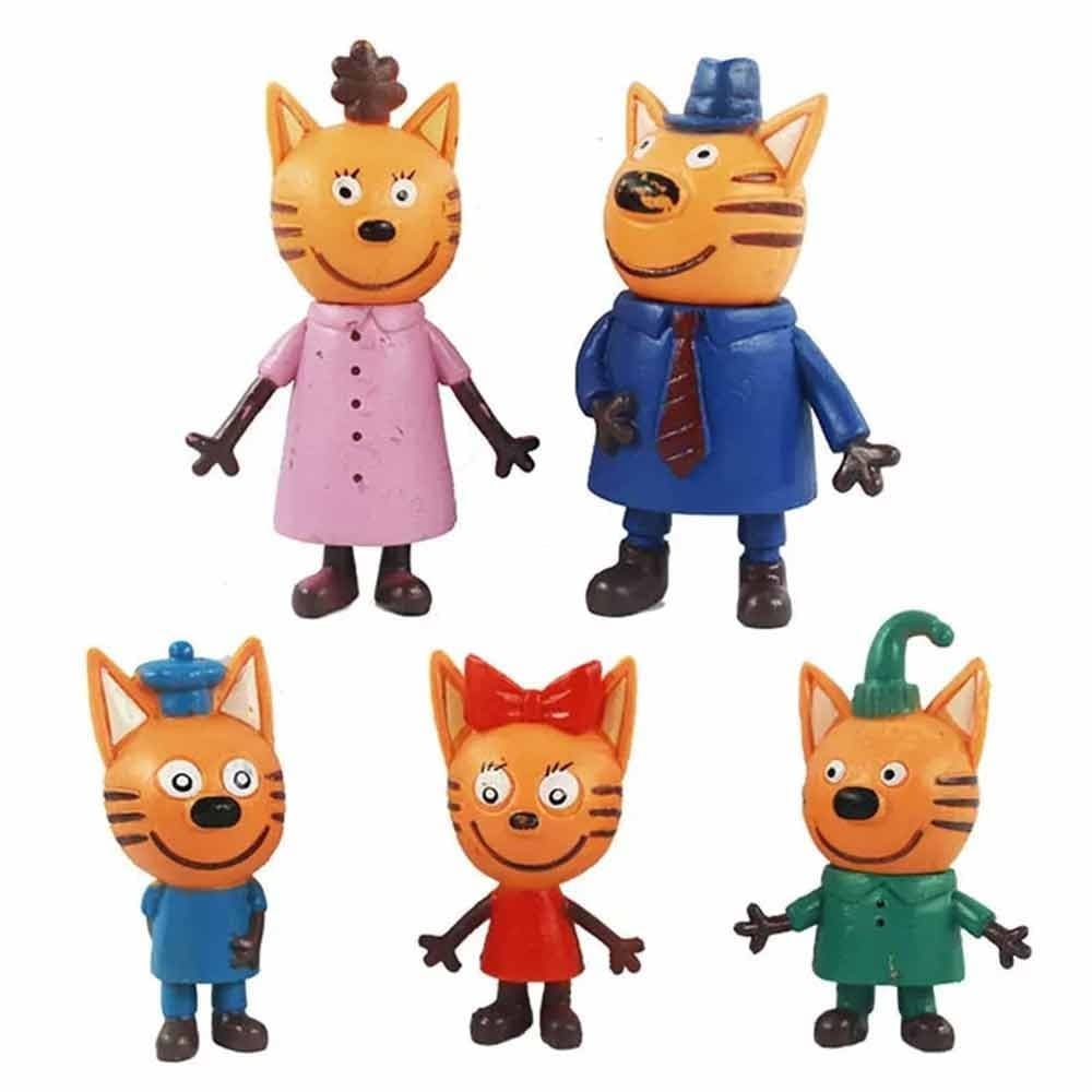 5Pcs Kid-e-cats Russian Cartoon Family 2.4'' Action Figure Model Toys