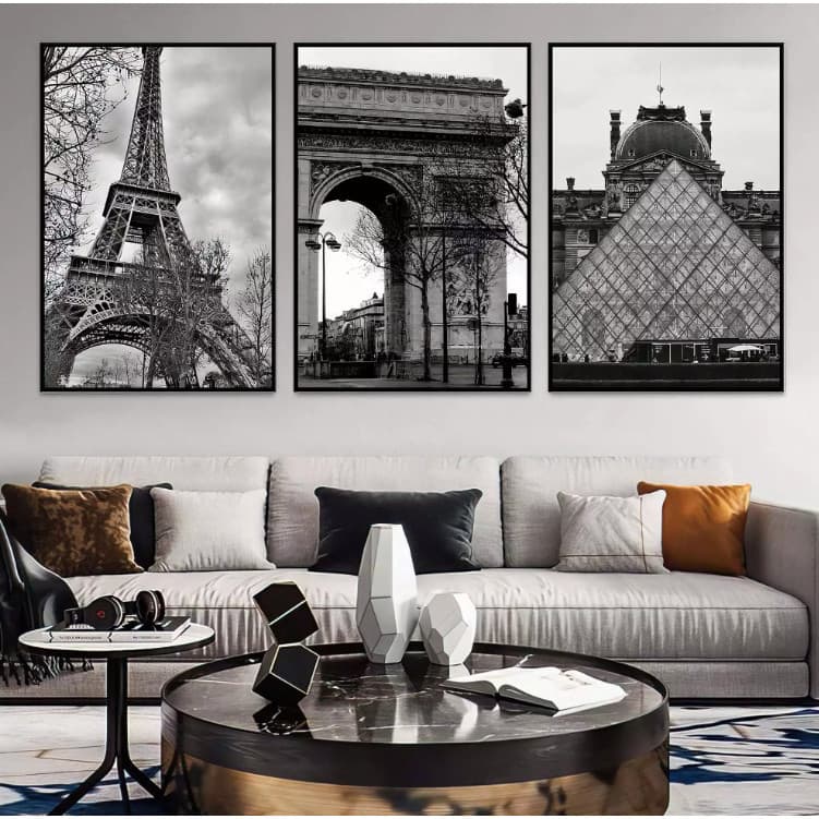 Quadro Decorativo 3 Peças Mosaico Paris Encantador Beleza Atemporal