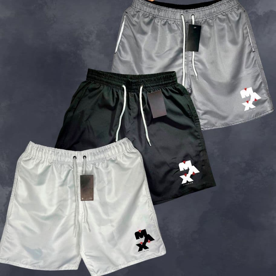 3 Shorts Tactel Bermuda Masculina Mauricinho Kit MAX 02Tactel, Ideal Para Treinos, Academia, Corrida, dia a dia