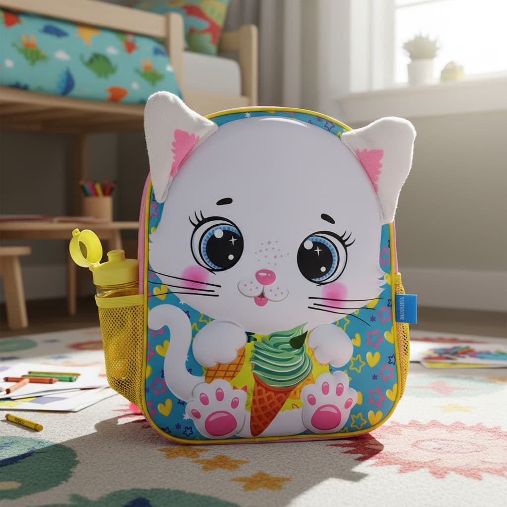 Mochila Infantil 3d Bichinhos Escola Creche Jardim Gatinha