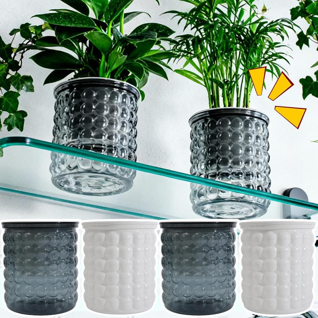 Vaso De Flores De Rega Automática De 4 Unidades-Monitor De Bacia De Água Transparente , Plantador Durável PET + PP Com S