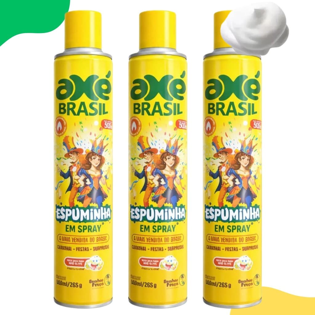 Kit 3 Espuminha Neve de Carnaval Surpresas Spray 500ml Axé Brasil