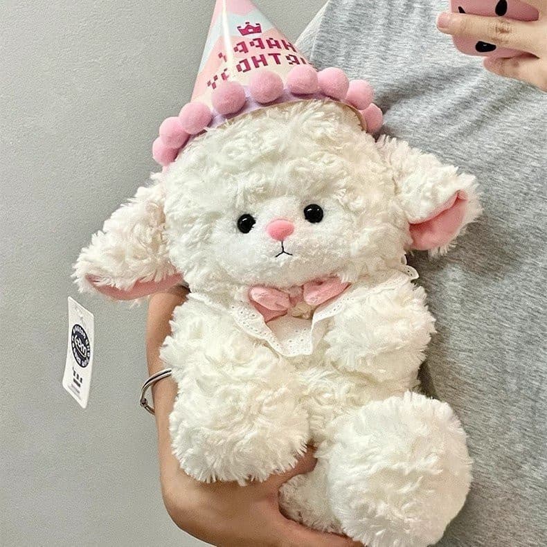 Novo Brinquedo de Pelúcia Ovelha Baa Baa Boneca Princesa Ovelha Chapéu de Aniversário Fofo Presente de Boneca Cordeiro
