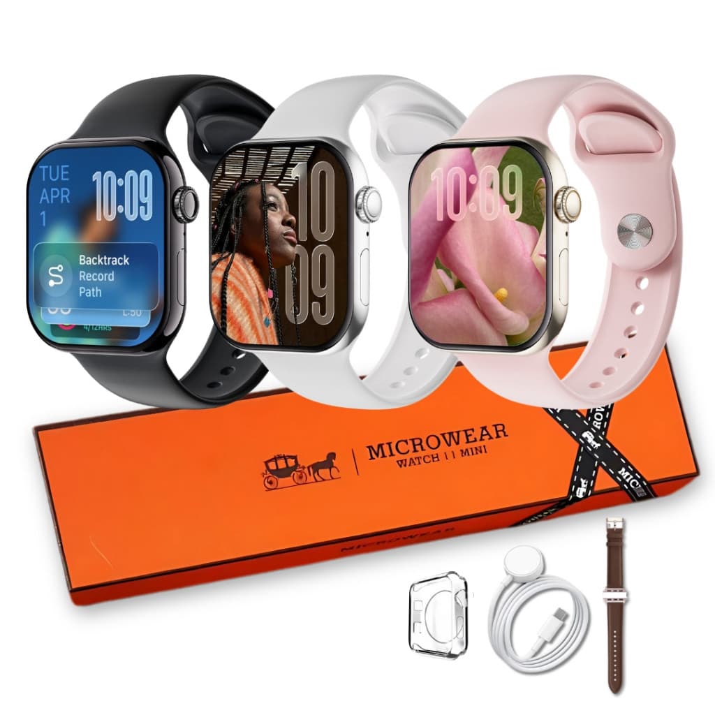 Smartwatch Microwear W11 Mini Série 11 à Prova D'água 1GB Pulseira de Couro Extra -  Lançamento 2026 Imports