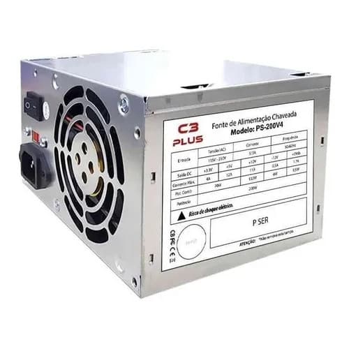 Fonte ATX 200W PS-200V4 C3PLUS s/ Cabo C3 Tech
