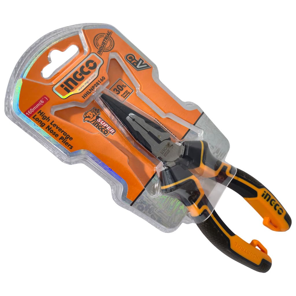 Alicate Bico Longo Meia Cana 6" Profissional INGCO HHLNP28160 CrV Crimpador Resistente Elétrica