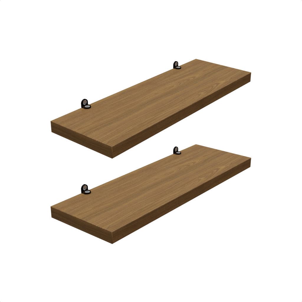 Kit 2 Prateleira Freijó 30X10 + Suporte Flutuante Mdf  Organizadora Decoração Cozinha Banheiro Sala