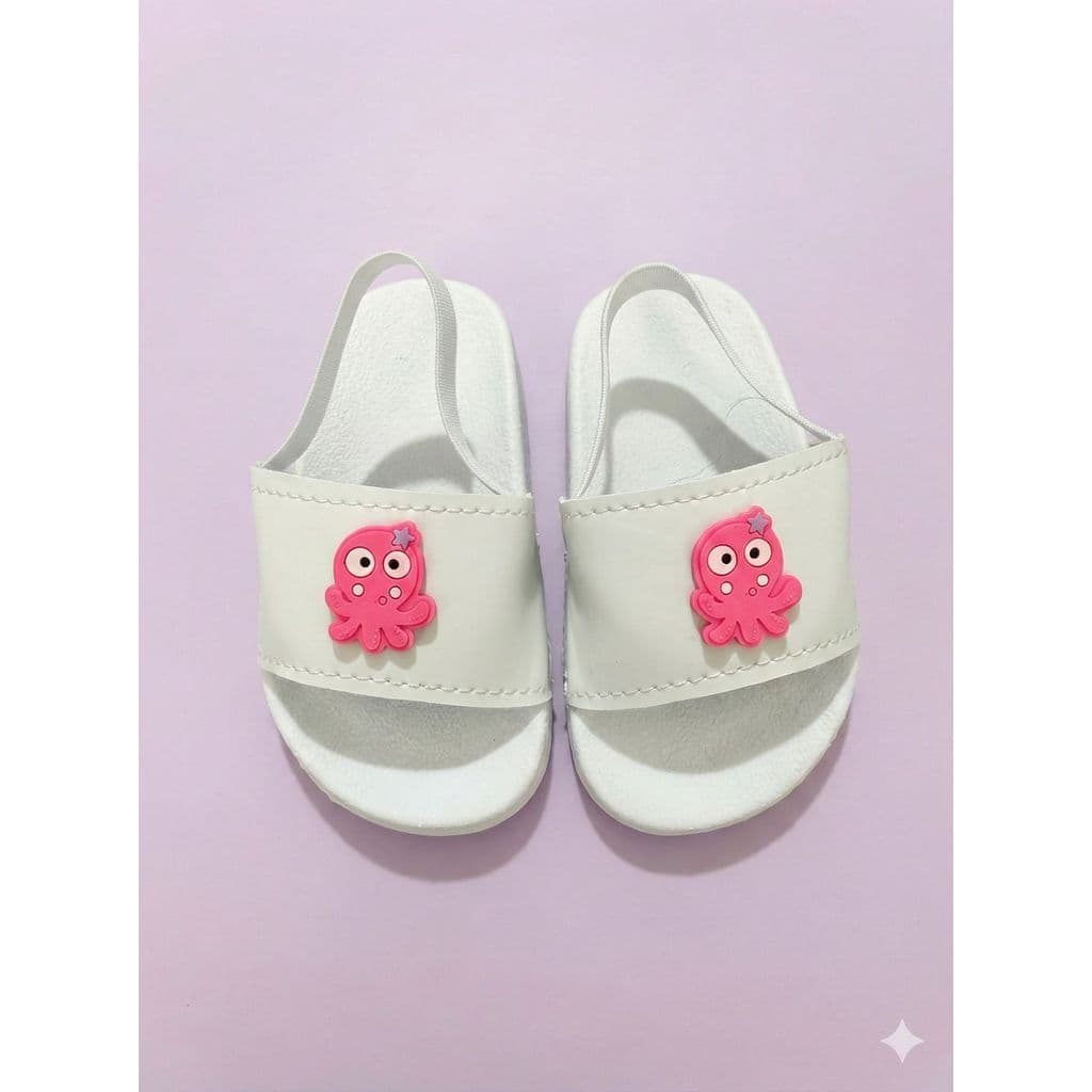 Chinelo Baby Menina polvo Fofinha Branco e Rosa