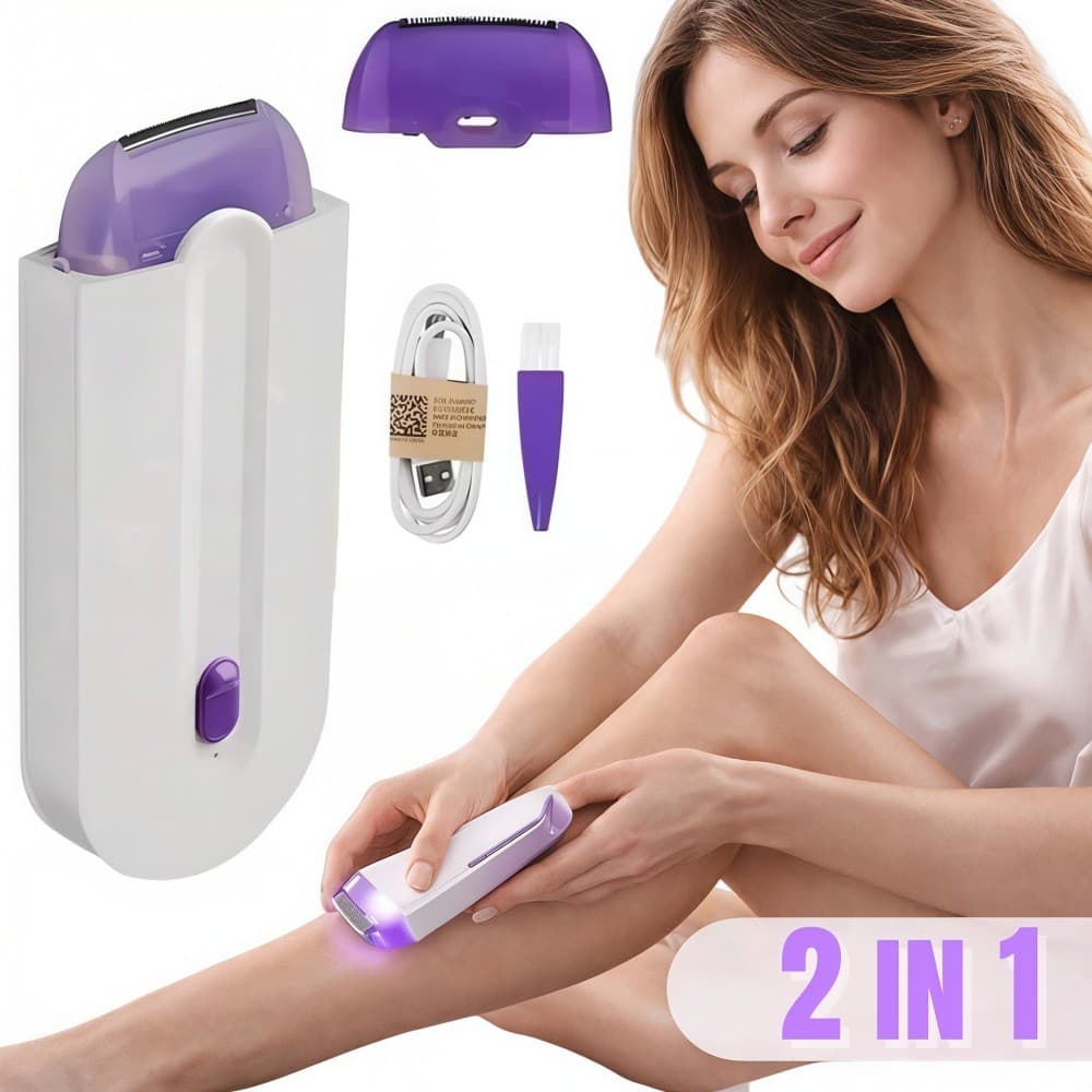 Depilador a Laser Elétrico Feminino Recarregável Indolor Branco Roxo