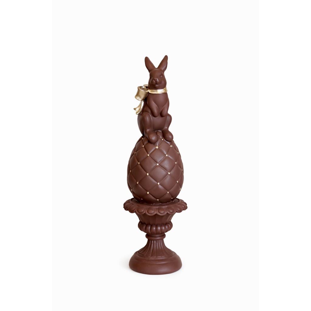 Decoração Coelho Marrom E Ouro - 28cm - C/1 UN - Tokdacasa
