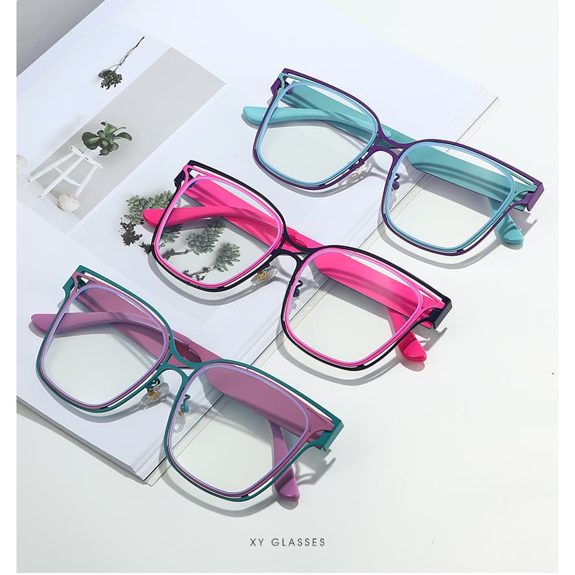 VisãoPerfeita óculos feminino quadrado grande óculos anti reflexo e luz azul óculos fashion óculos de descanso sem grau