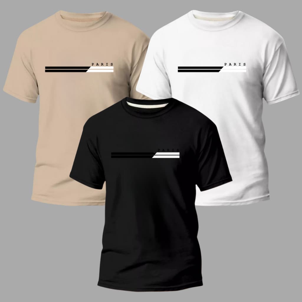 Kit 3 Camisas Masculinas 100% Algodão Premium Street Paris