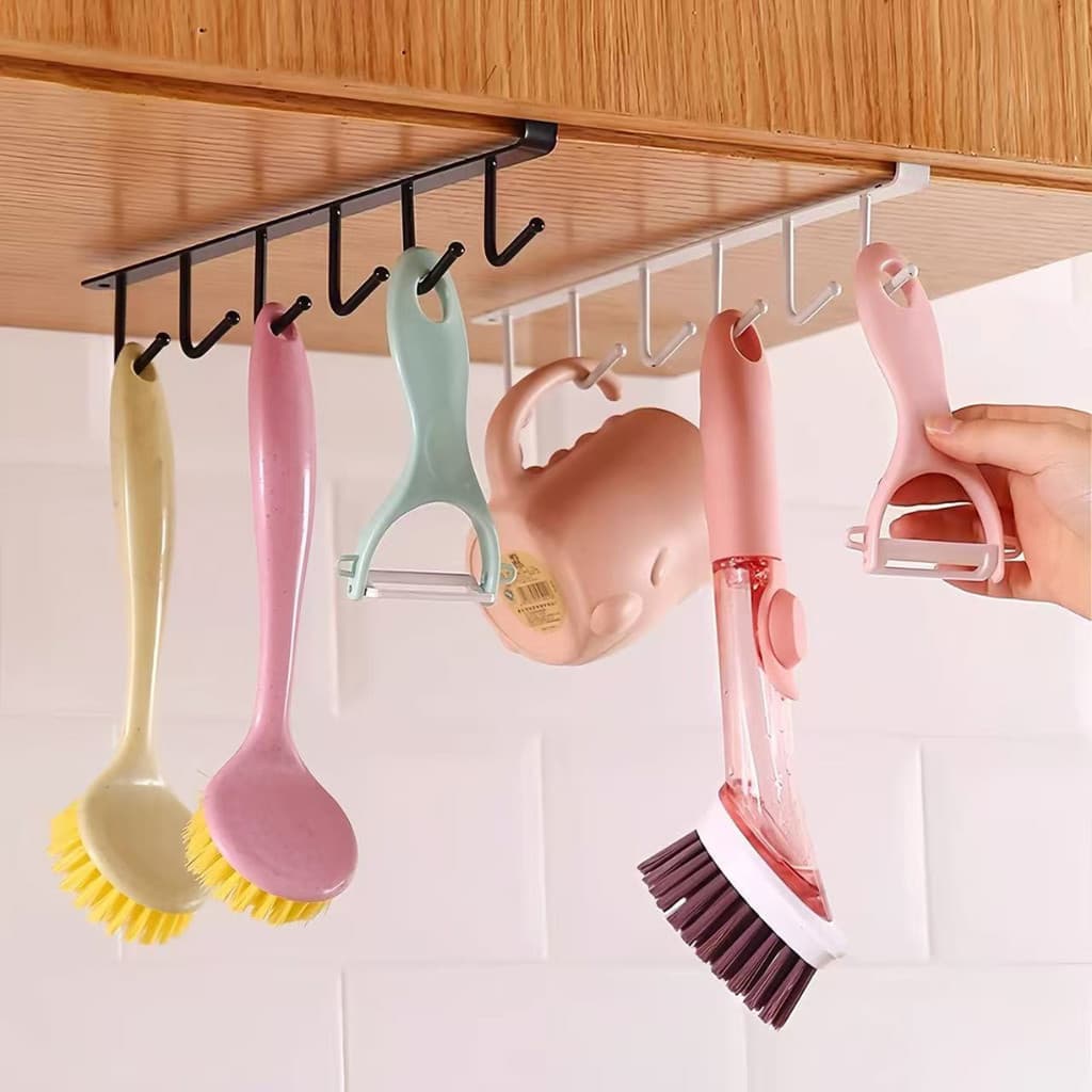 KIT 2 Suporte de Armazenamento para Cozinha Multifuncional - Gancho de Parede sem Furadeira para Armário de Cozinha