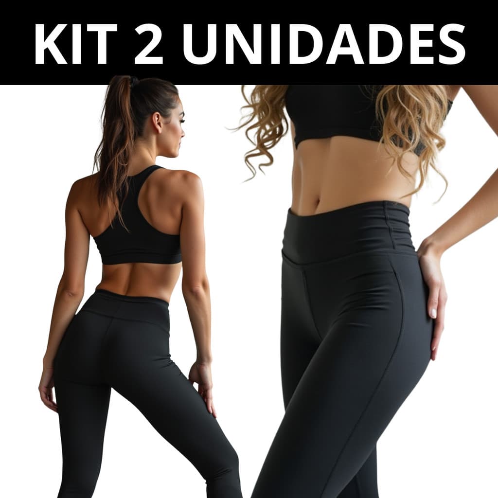 Kit 2 Calça Legging Feminina Cintura Cós Alta flanelada forrada Leg Suplex Levanta Bumbum Confortável academia