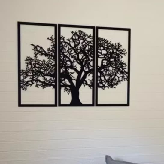 Kit com 3 peças Quadro Decorativo Árvore da Vida vazado 100% MDF 3mm