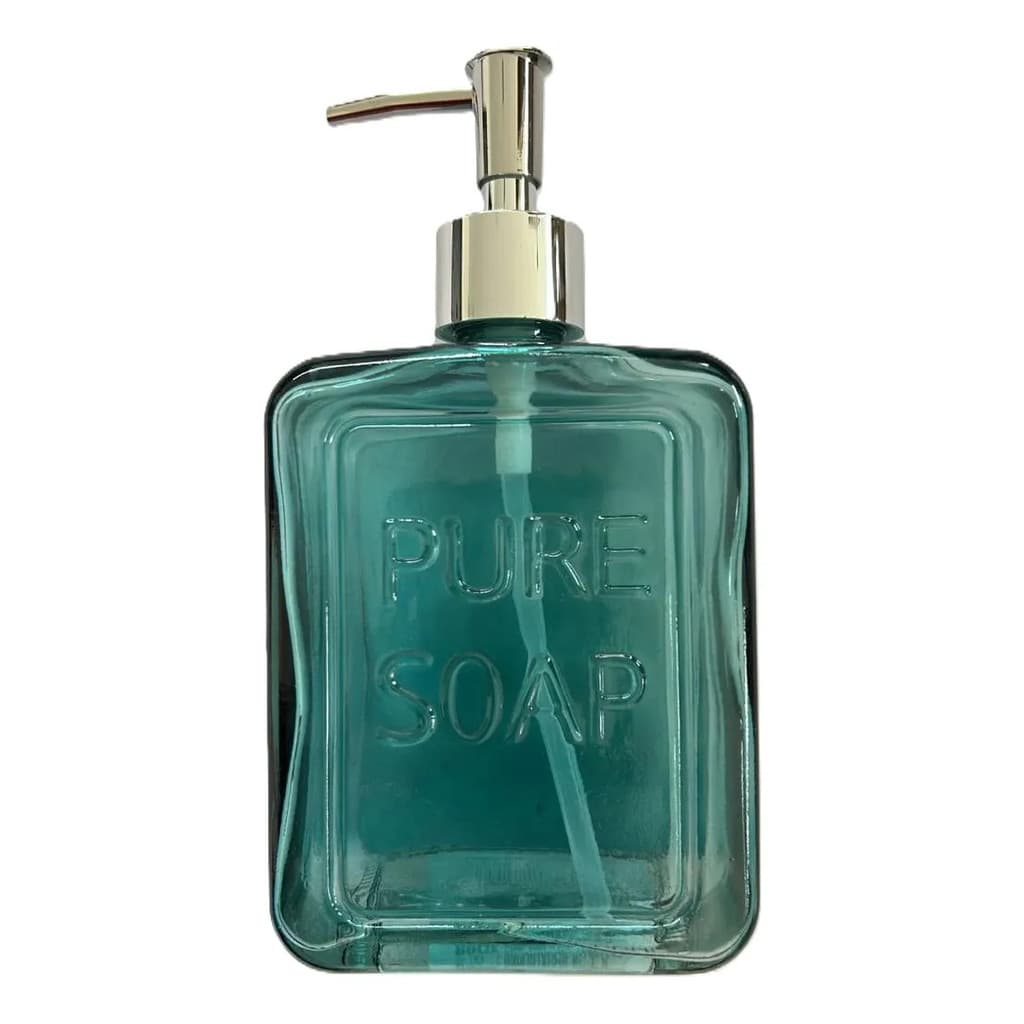 Dispenser Porta Sabonete Líquido De Vidro Quadrado 500 Ml Ve Verde-claro