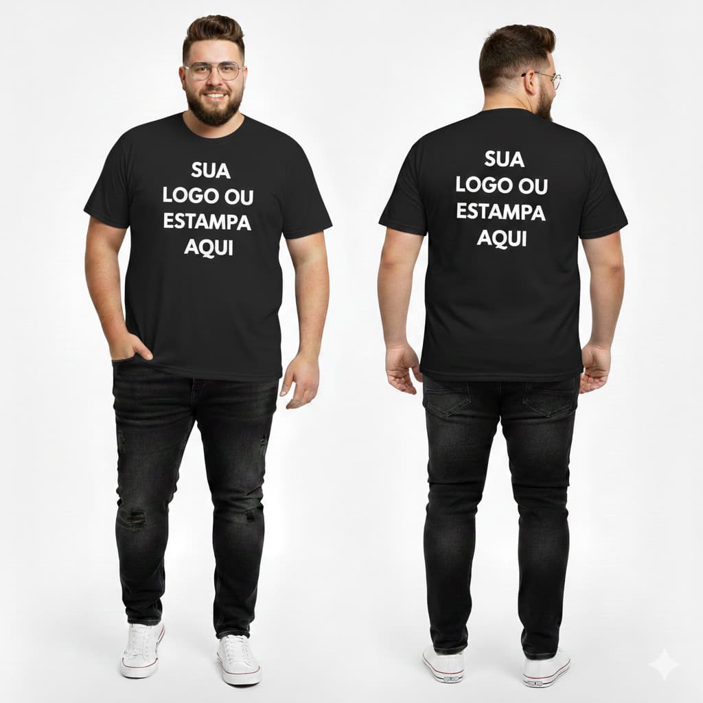Camisa Personalizada Plus Size G1 ao G4 Malha 100% Algodão Premium Sua Estampa Logo Marca