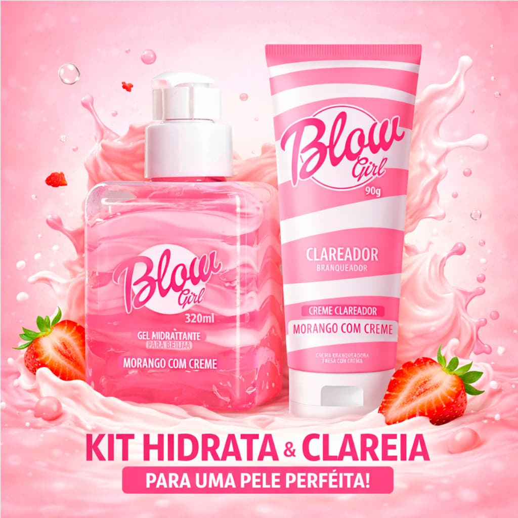 Kit Clareador Axilas Virilha + Hidratante Corporal Morango Com Creme Blow Girl