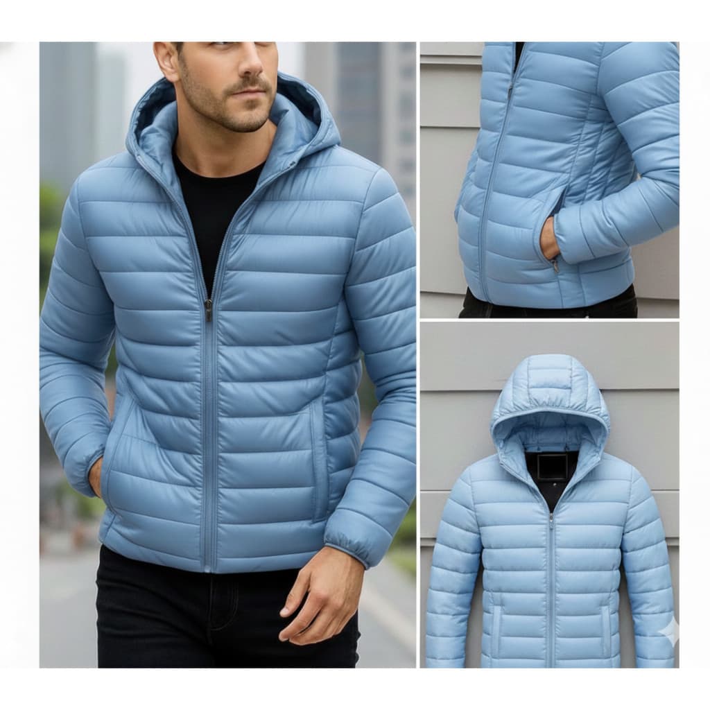 Kit Com 2 Jaqueta Masculina Bobojaco Impermeável Puffer Corta Vento Nylon Capuz