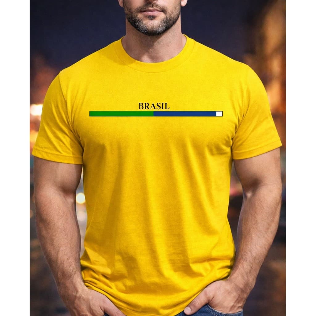 Camiseta Masculina Blusa  Estampada Brasil 100% Algodão Camisa Unissex Promoção Copa do Mundo