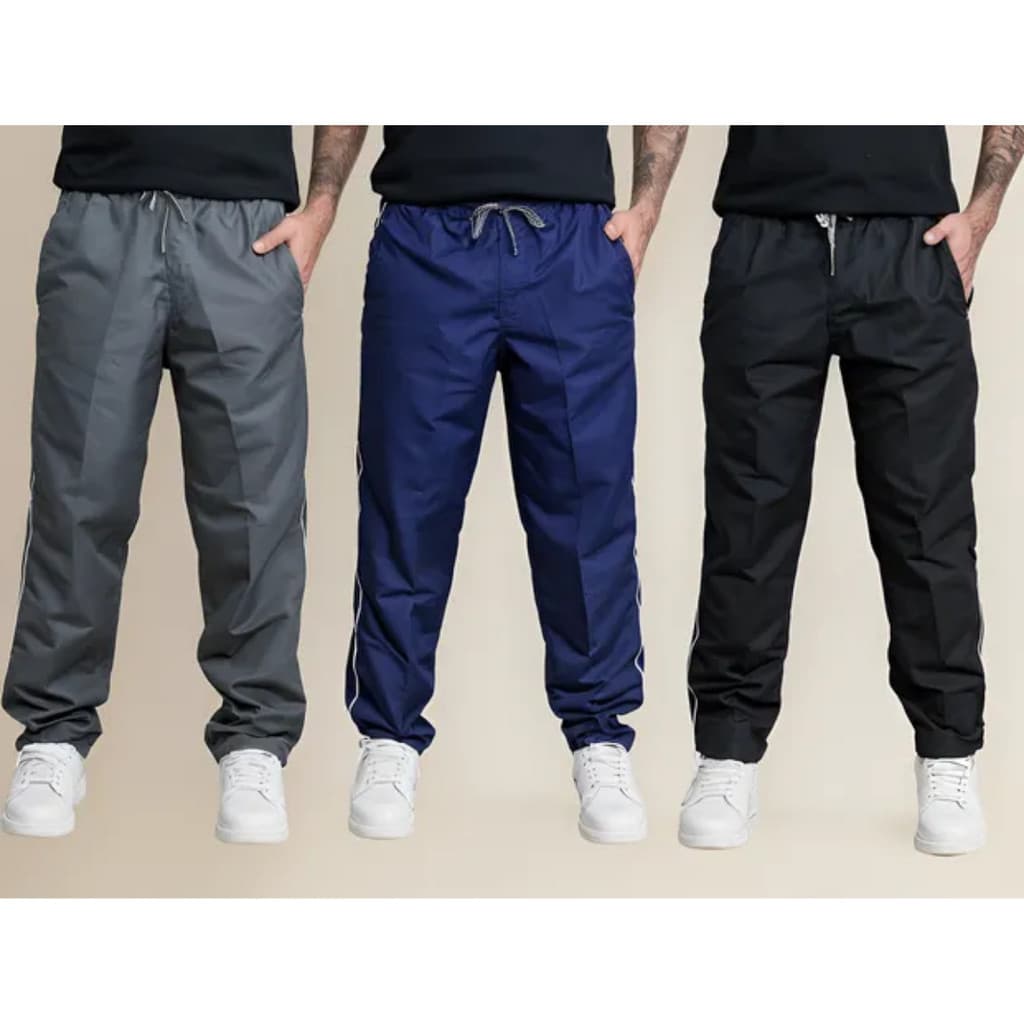 Kit 3 Calça Tactel Masculina C/ Bolsos Dia a Dia Esportiva Academia Musculação Moda Masculina