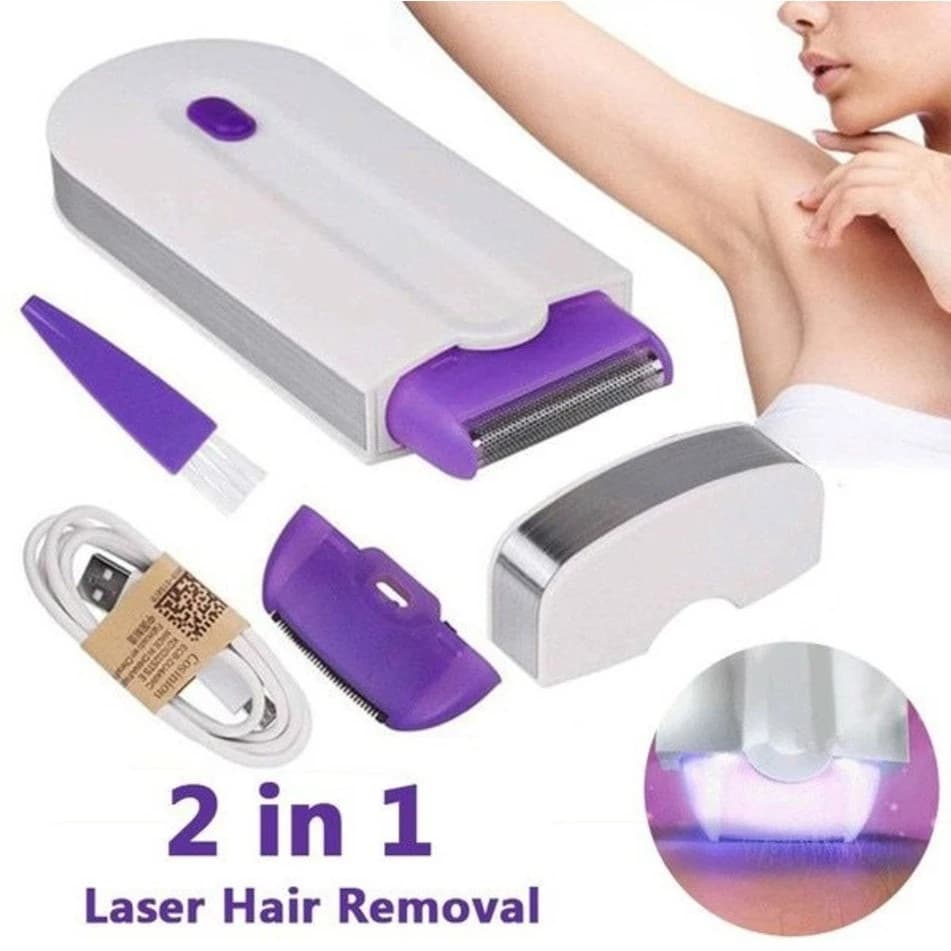 Depilador A Laser Recarregável Indolor Branco/Roxo Feminino Elétrico