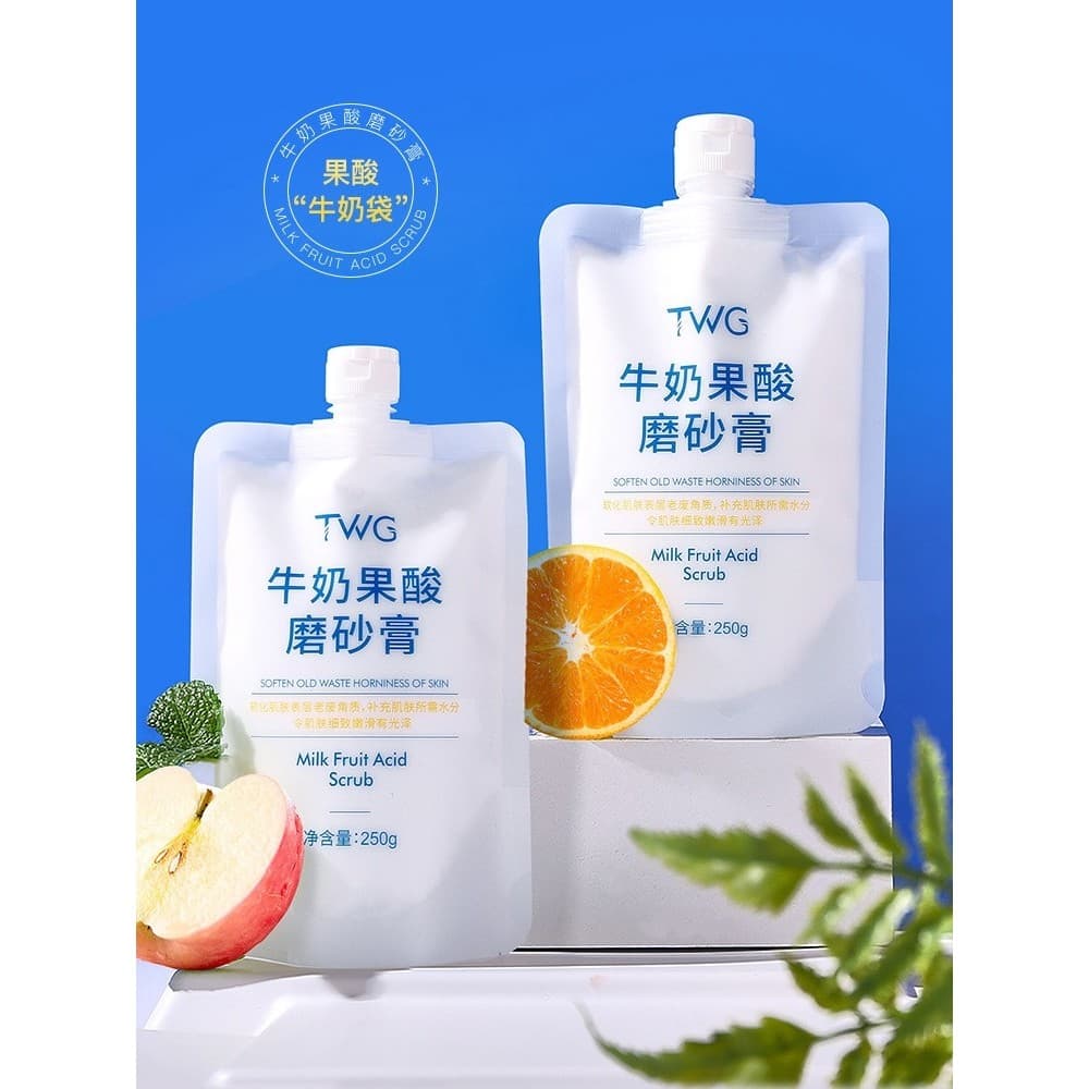 Leite frutas ácido corpo esfoliante corpo inteiro clareamento esfoliante esfoliante brilho hidratante hidratante lavagem
