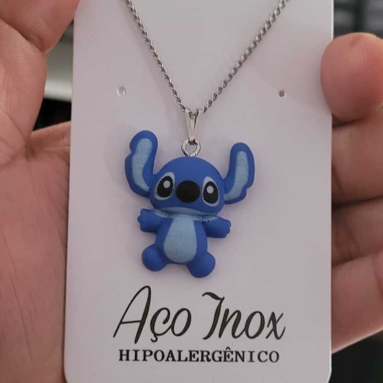 colar do Stitch monstrinho corrente mascolina e feminino cordao aço inox