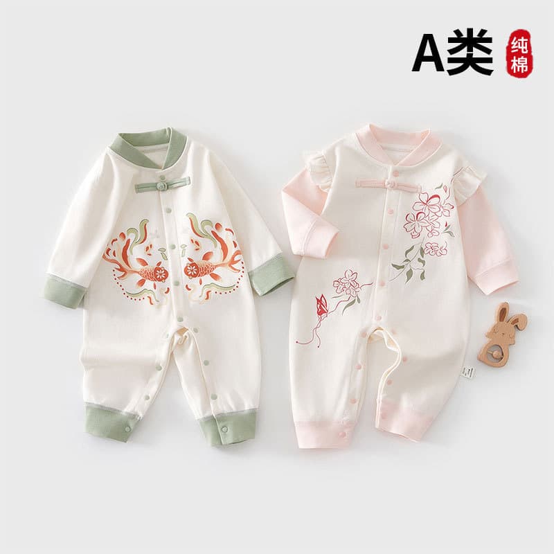 Koi roupas de bebê puro algodão recém-nascido macacão primavera outono estilo bebê macacão bebê monge roupas macacão