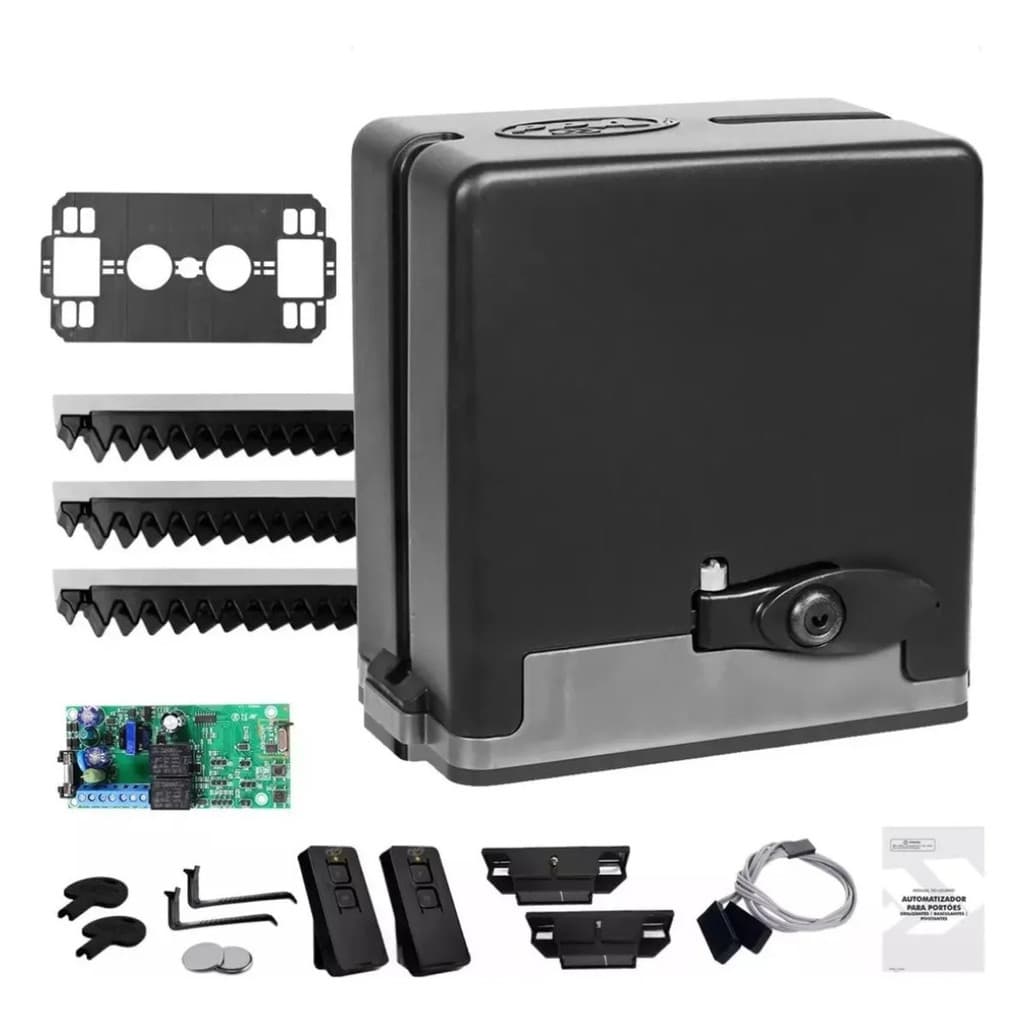 Kit Motor 127V  Portão Automático p/ Casa + 2 controles remotos + 3M cremalheira - DZ STARK HOME 400 PPA