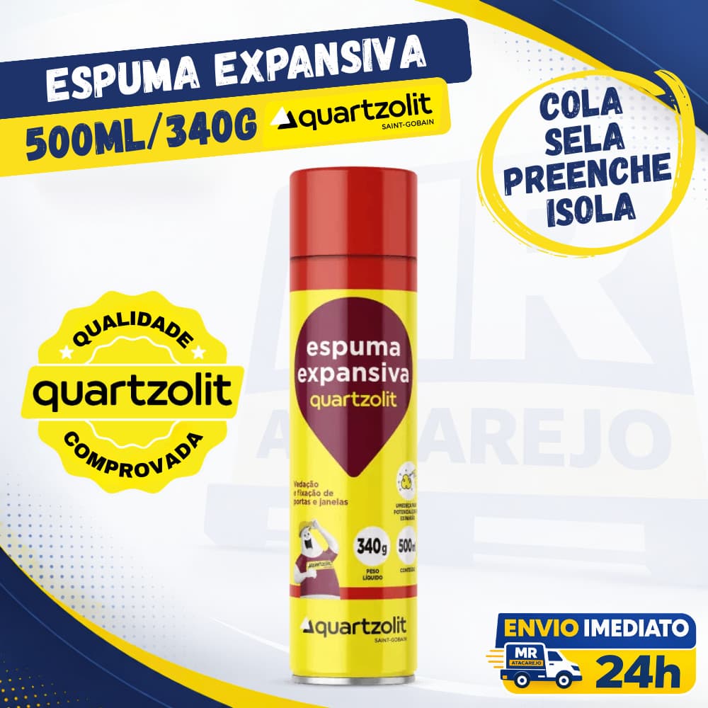 Espuma Expansiva 500ml 340g Quartzolit Selante Construção Reparos Isolante
